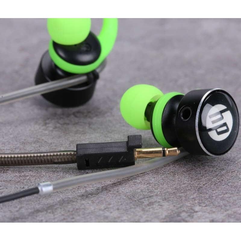 HP DHE-7004 Earphones with Microphone Black/Green