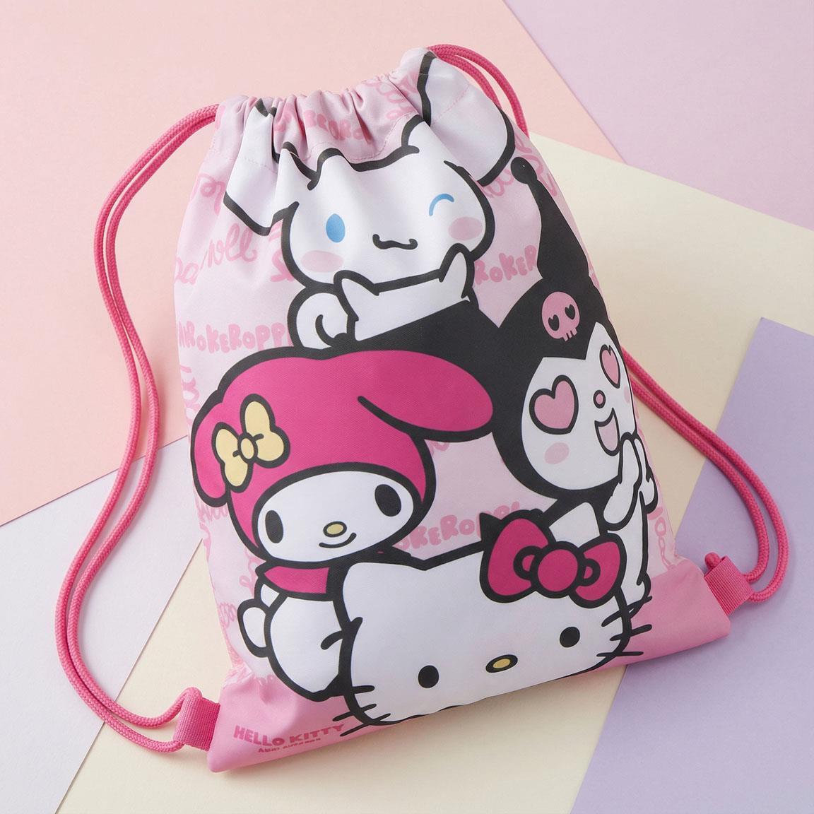 Saco Mochila Infantil Hello Kitty de Poliéster con Cierre de Cordón Rosa 6/7