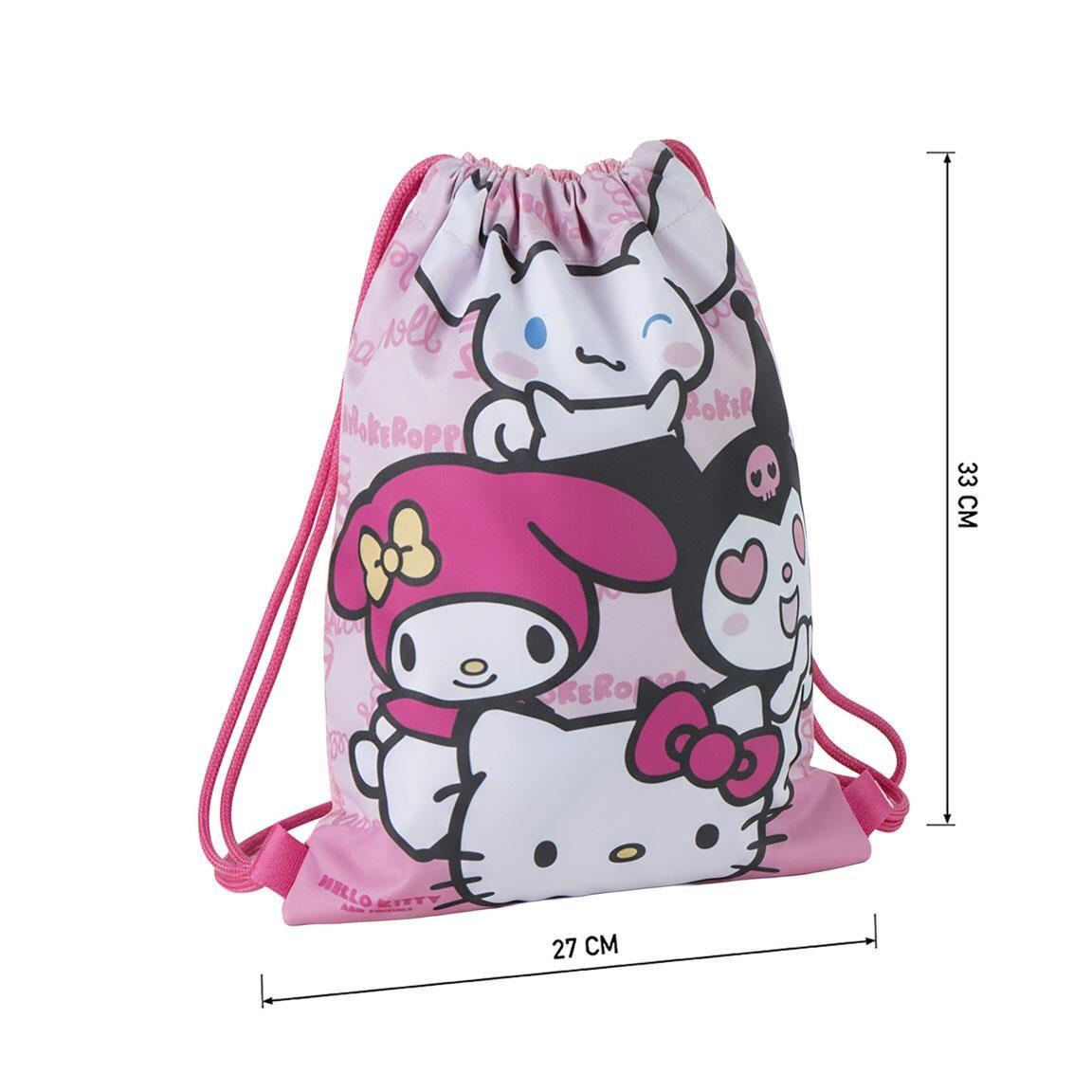 Saco Mochila Infantil Hello Kitty de Poliéster con Cierre de Cordón Rosa 5/7
