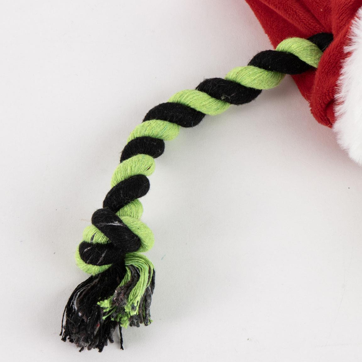 Jouet pour chien Le Grinch, corde dentaire avec peluche verte et rouge 4/7