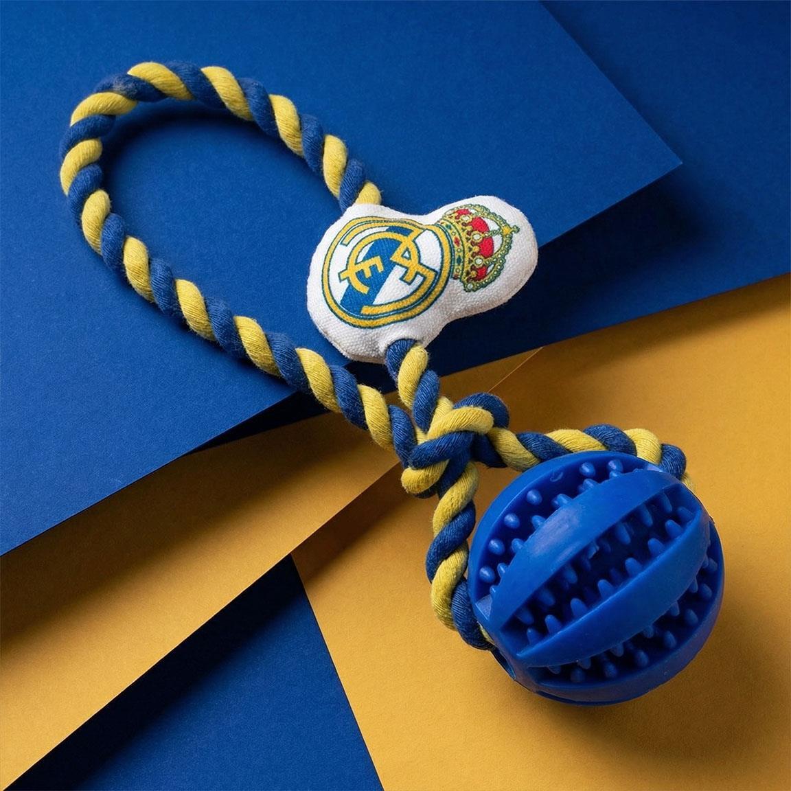 Jouet pour chien Real Madrid, corde avec balle dentaire en caoutchouc bleu 5/6
