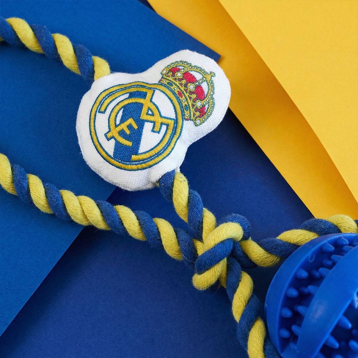 Jouet pour chien Real Madrid, corde avec balle dentaire en caoutchouc bleu 4/6