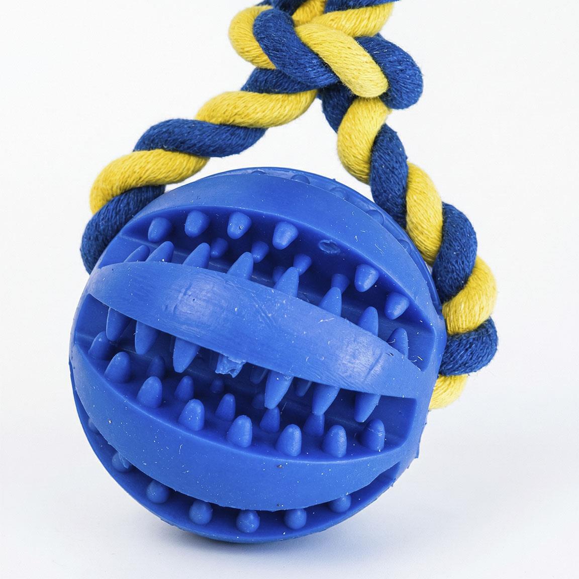 Jouet pour chien Real Madrid, corde avec balle dentaire en caoutchouc bleu 2/6