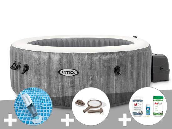 Kit spa gonflable PureSpa Baltik rond Bulles 4 places + Aspirateur + Kit