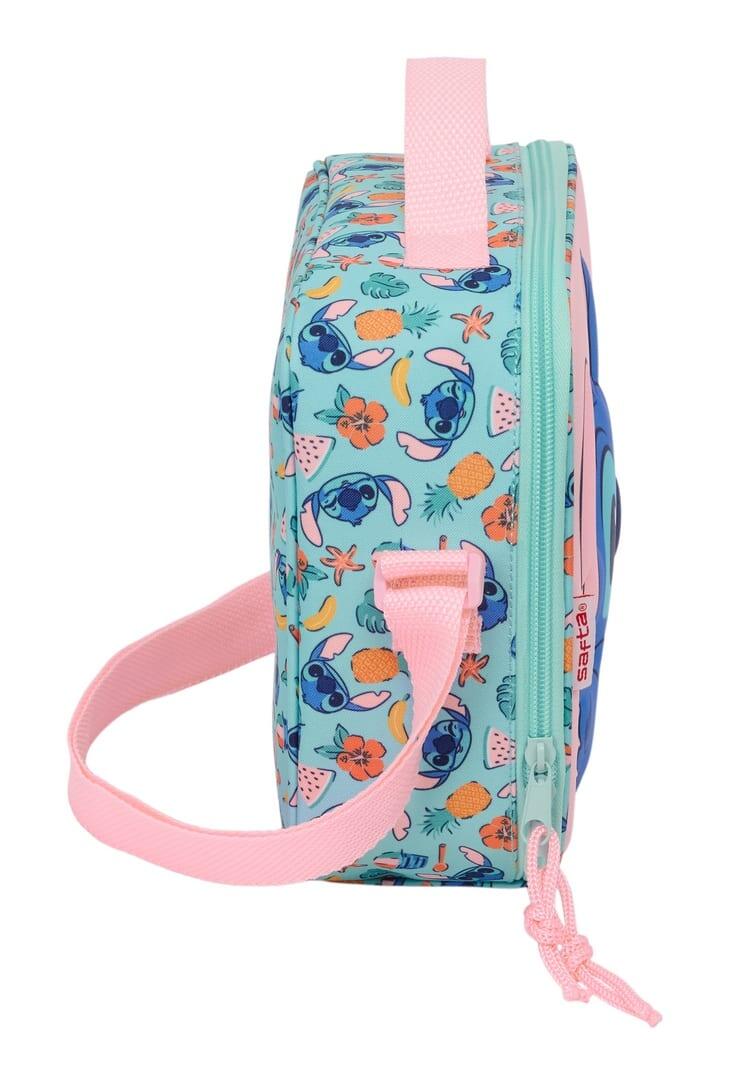 Bolsa Nevera Infantil Stitch con Bandolera Ajustable y Forro Térmico Rosa 3/4