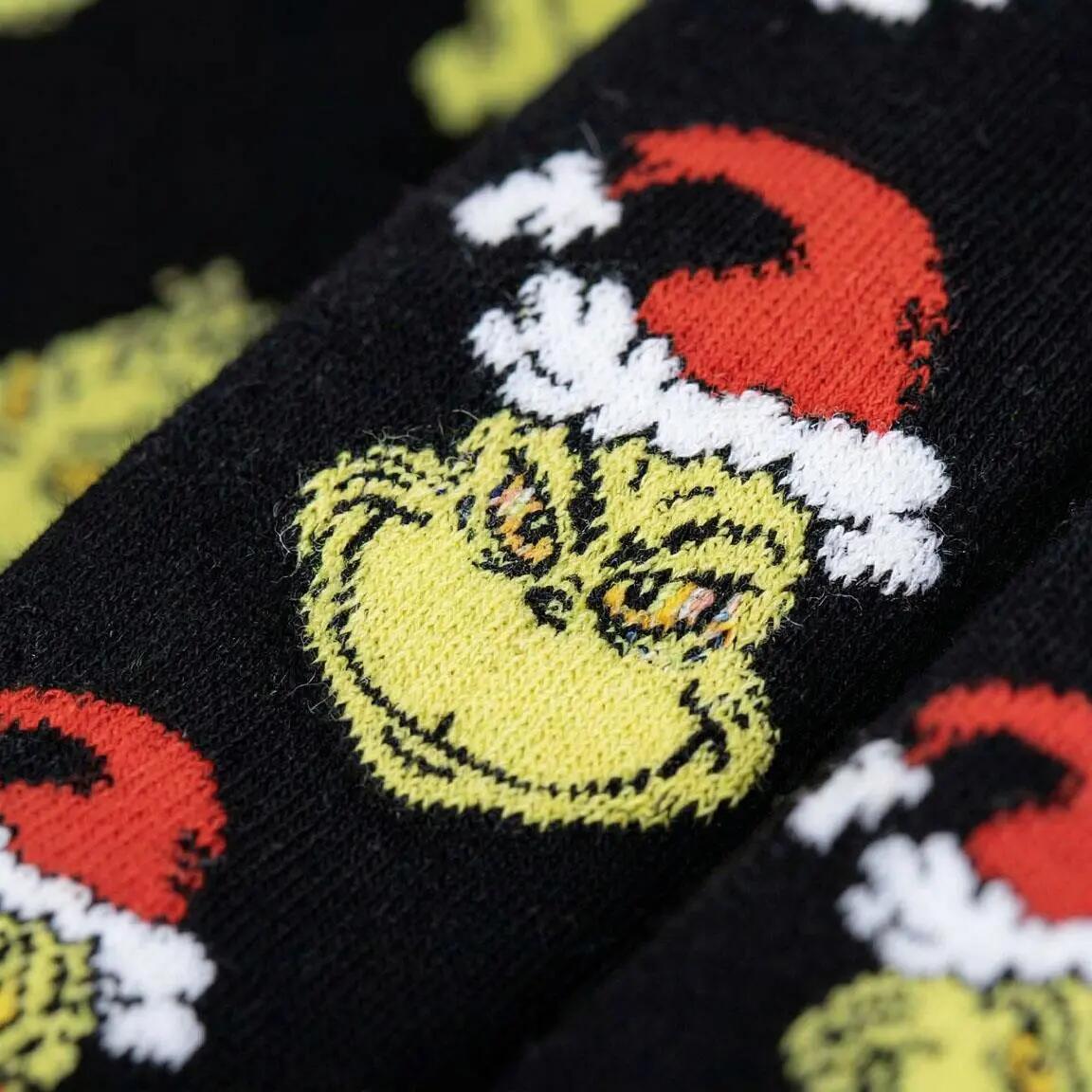 Calcetines Adultos The Grinch de Algodón Suaves y Transpirables Negro y Rojo 5/6