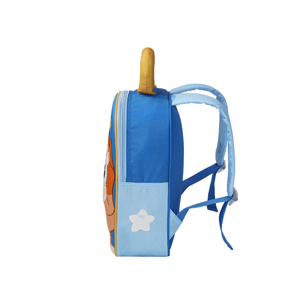 Mochila Escolar 3D Infantil Bluey 32 cm con Cremallera Azul y Amarilla 3/3