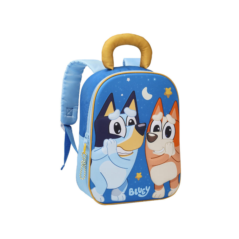 Mochila Escolar 3D Infantil Bluey 32 cm con Cremallera Azul y Amarilla 2/3