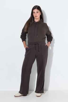 Femme Pantalon de jogging large à taille élastique et passepoil