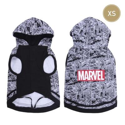 Felpa con cappuccio Marvel Dog in tessuto morbido grigia e nera