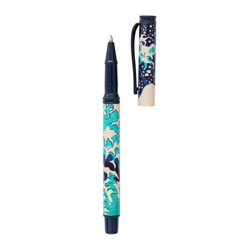 Penna roller per adulti, La Grande Onda di Kanagawa, Hokusai, Blu Navy 3/4