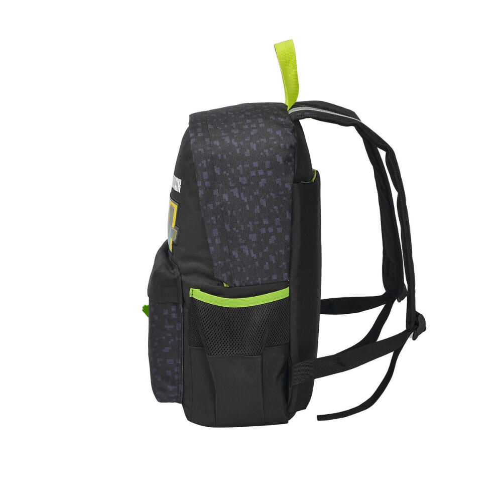 Mochila Escolar Infantil Minecraft 43 cm Adaptable Negra con Detalles Verdes 3/3