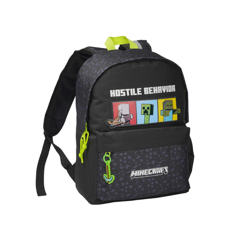 Mochila Escolar Infantil Minecraft 43 cm Adaptable Negra con Detalles Verdes 2/3