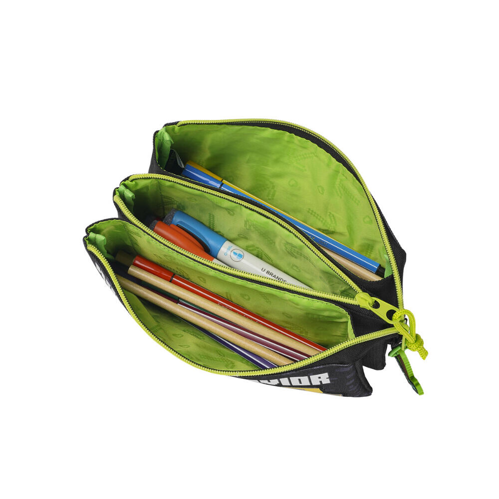 Trousse Minecraft à trois compartiments pour enfants, en polyester, noire 3/3