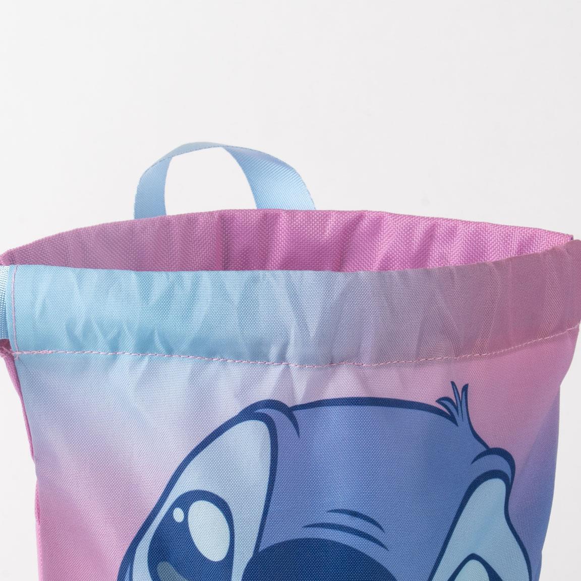 Saquito Escolar Infantil Stitch de Poliéster con Cierre de Cordón Rosa 4/6