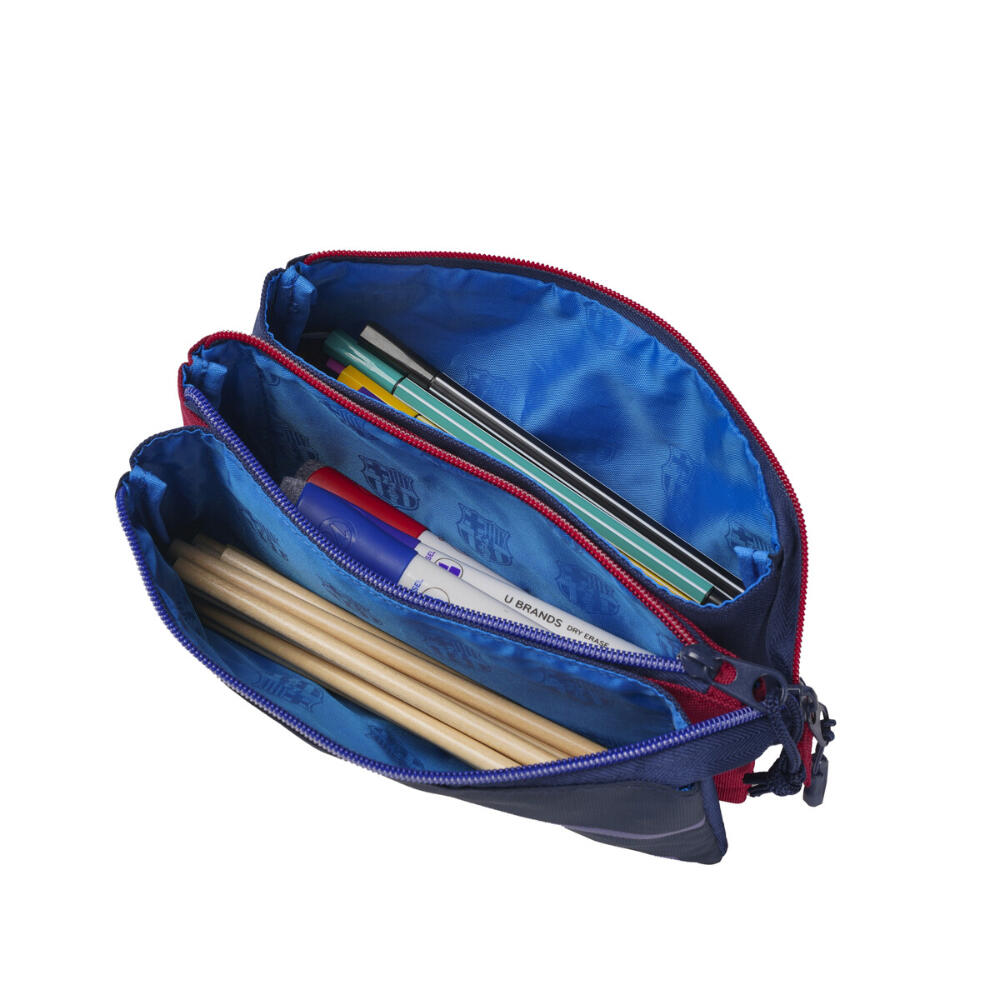 Trousse triple FC Barcelone pour enfants avec compartiments 23 x 12 cm bleue 3/3