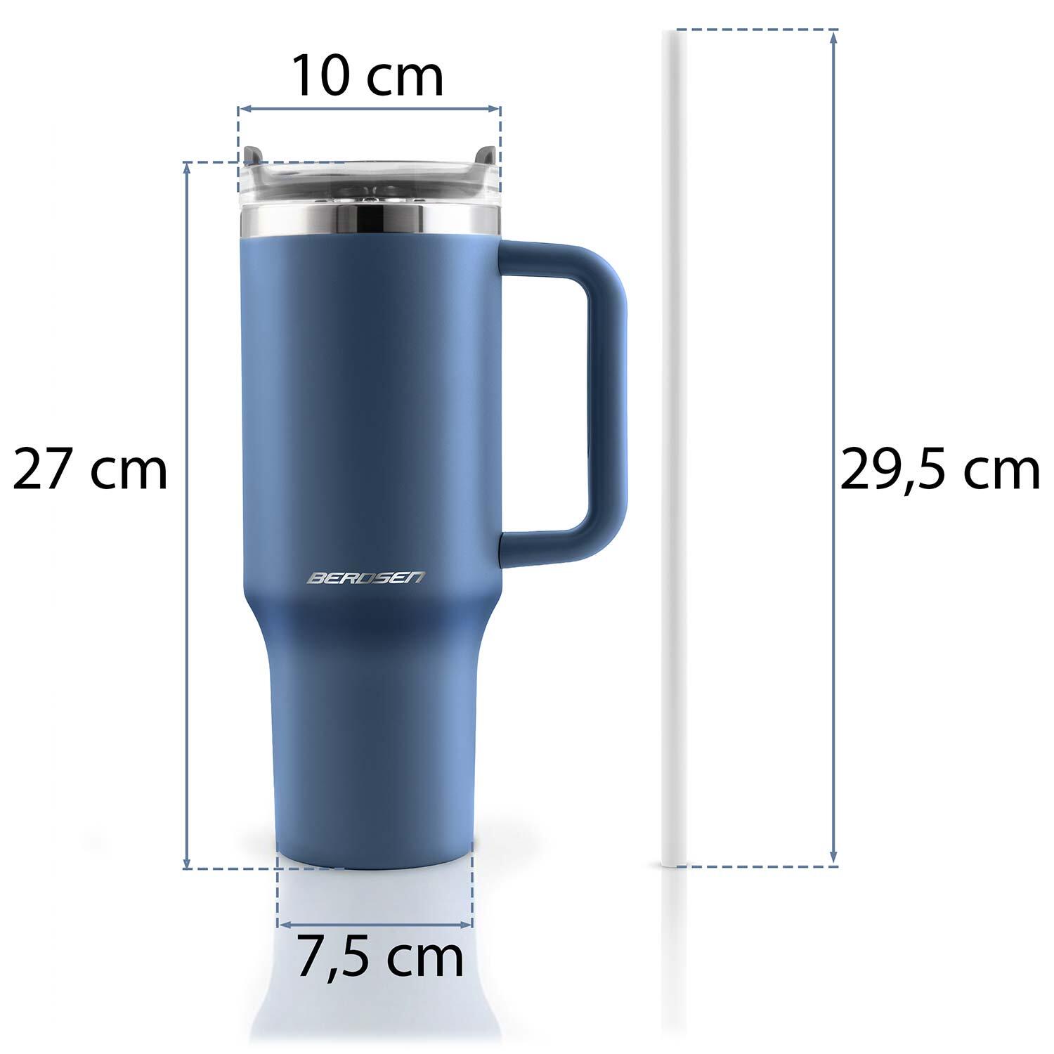 Kubek termiczny Berdsen granatowy 1180ml stal nierdzewna + zestaw słomek 10/10