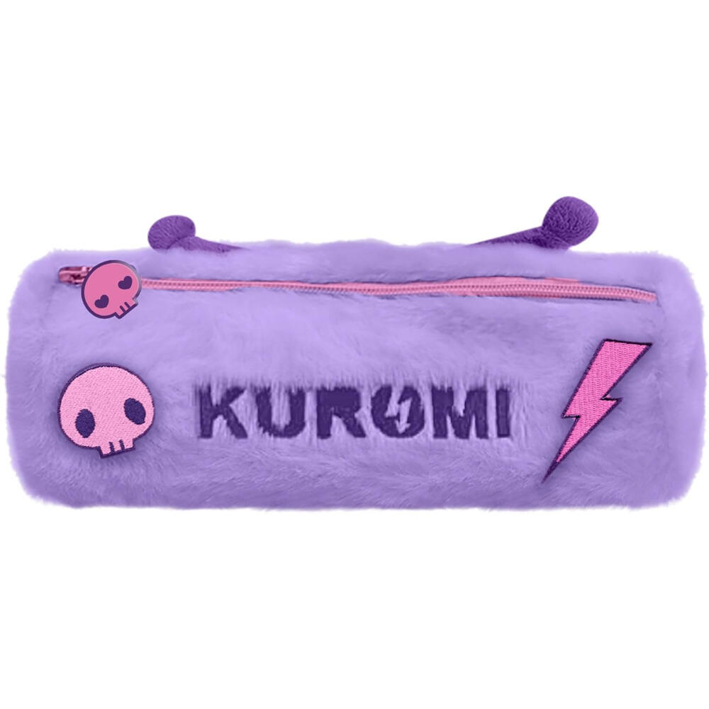 Estojo infantil Kuromi de pelúcia macia com zíper, 22x9 cm, roxo 2/2