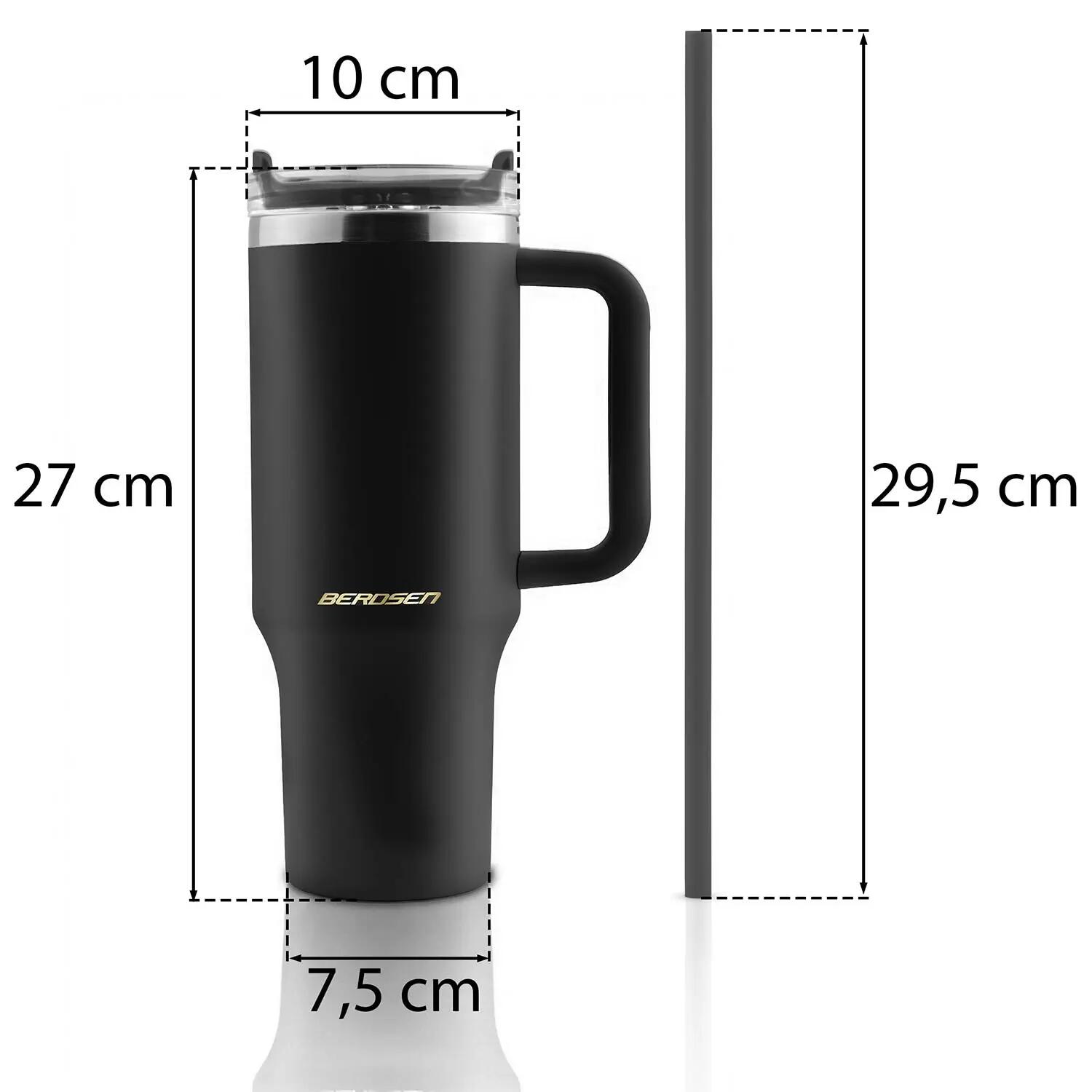 Kubek termiczny Berdsen czarny 1180ml stal nierdzewna + zestaw słomek 9/9