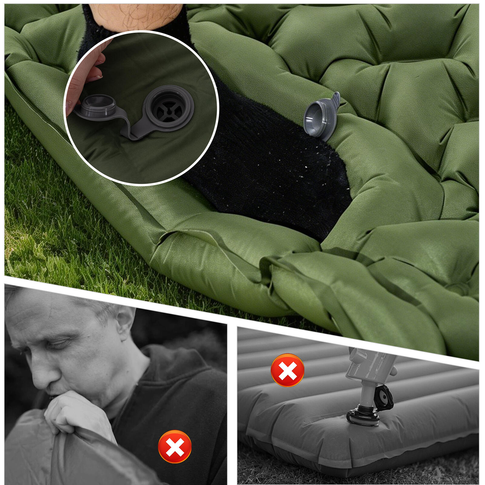 Opblaasbaar matras, kampeermatras, met ingebouwde voetpomp 5/7