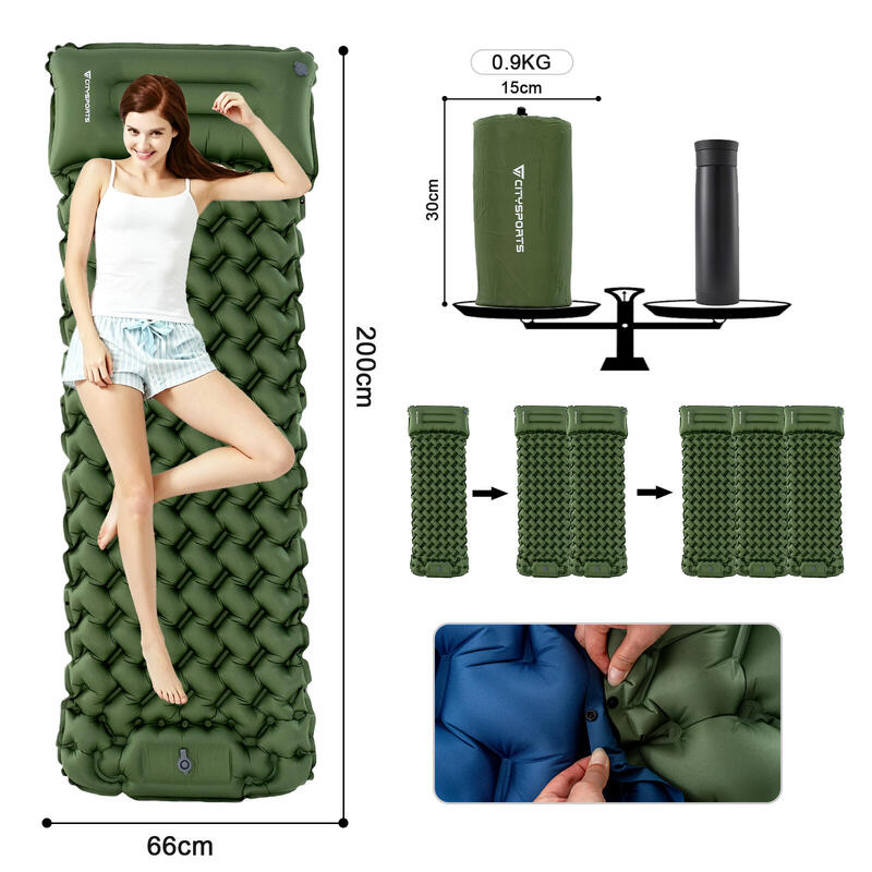 Saltea gonflabilă, saltea de camping, cu pompă de picior integrată