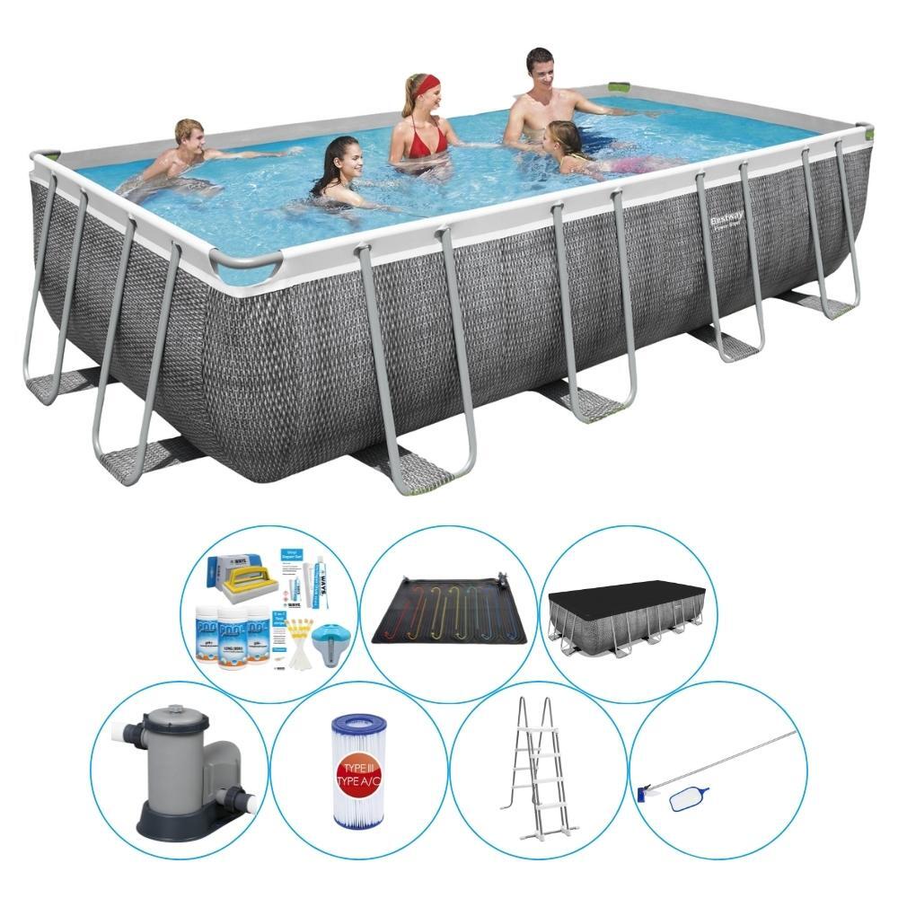 Schwimmbadpaket - Bestway Power Steel 549x274x122 cm - Rechteckig - Rattan 1/6