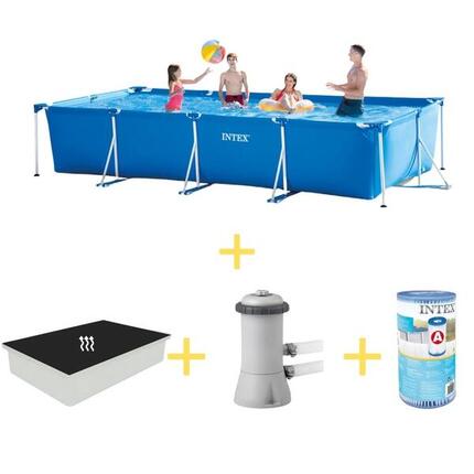 Intex Zwembad - Frame Pool - 450 x 220 x 84 cm - Inclusief Solarzeil, Filterpomp