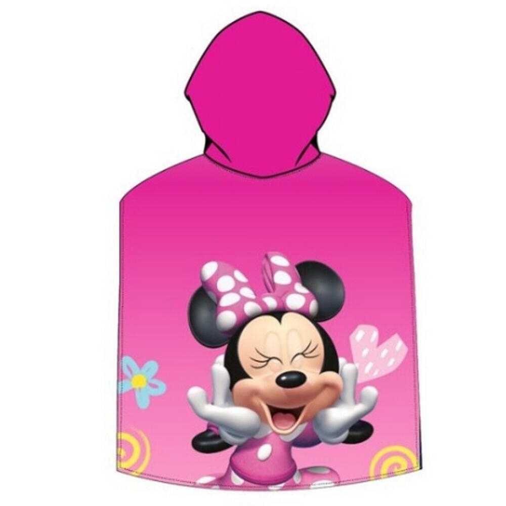 Poncho de microfibra baño Infantil Minnie con capucha Rosa 55x110 cm 2/2