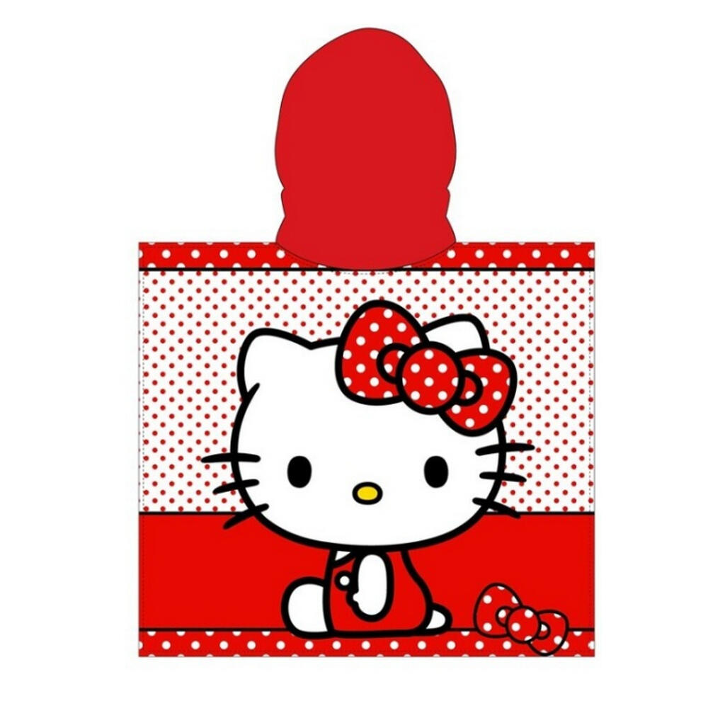 Poncho Toalla de Microfibra Enfant Hello Kitty para Playa et Baño Rojo 2/2