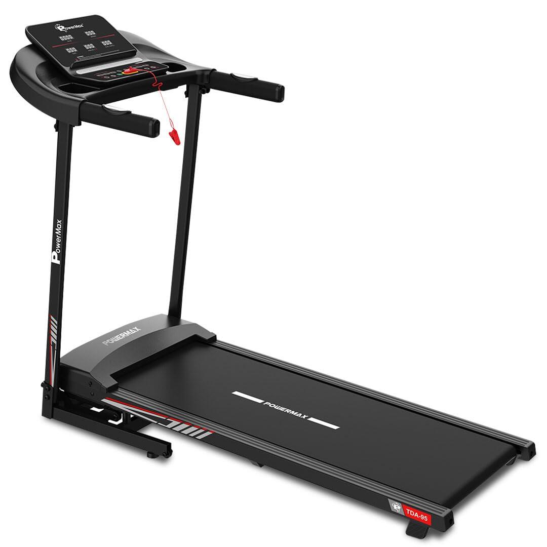 PowerMax Fitness TDA-95 4HP DC Motorized Treadmill For Home Use, 15-Level Auto Incline | 1.0-14 km/h Speed | Running Surface 1100 x 400mm | LED Display | Shock Absorption System | iPad & Mobile Holder-image-20