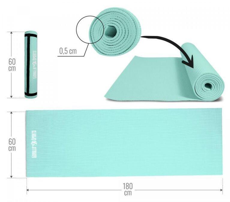 Esterilla Yoga Pilates Gorilla Sports Azul Hielo 180x60x0,5cm 5/7