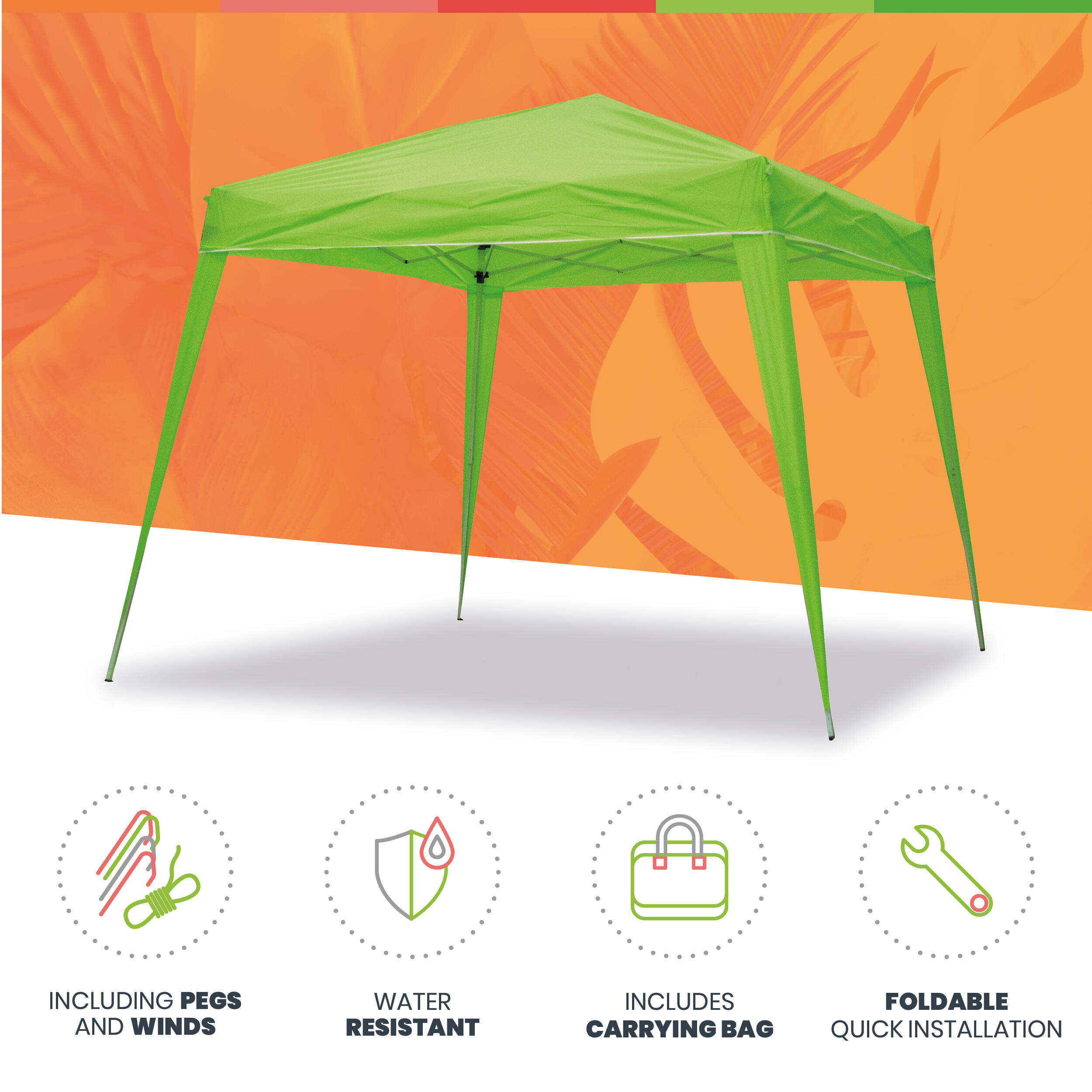 Carpa California 2,4x2,4m plegable Verde. Jardín, playa, campo 4/7