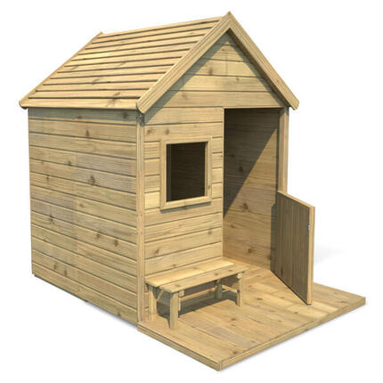 Cabane en bois traité avec terrasse et banc HEIDI