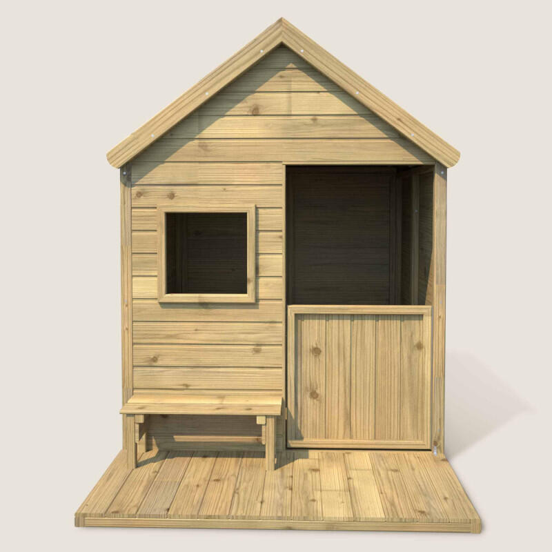Cabane en bois traité avec terrasse et banc HEIDI 4/5