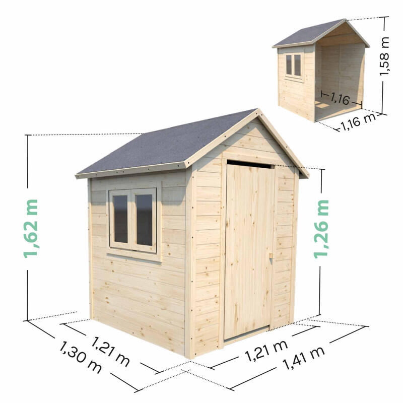 Cabane en bois avec fenêtre et boîte aux lettres GARANCE 3/5