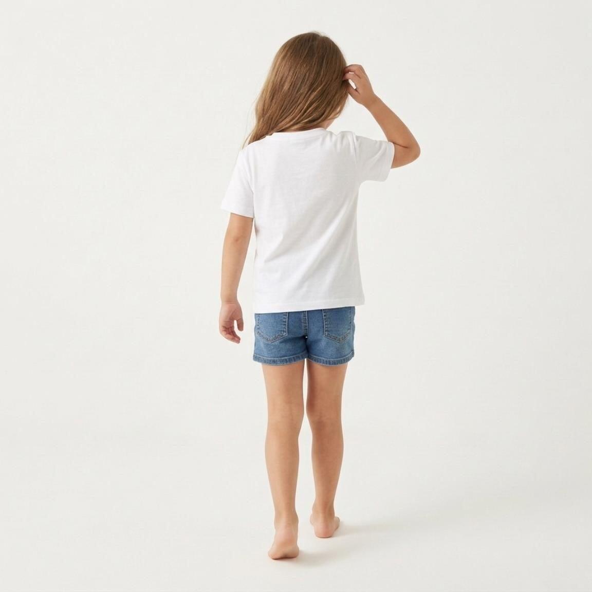 Camiseta manga corta Infantil Frozen Blanca com Estampado Elsa e Anna 5/6