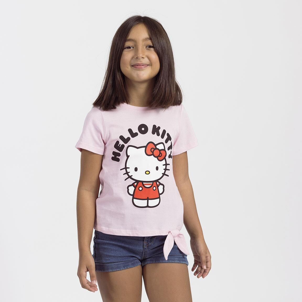 Camiseta Niños Hello Kitty manga corta con nudo lateral Rosa Claro 4/6