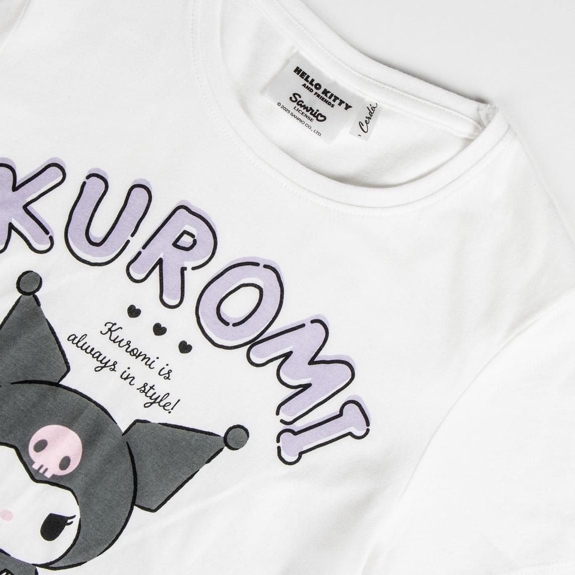 Camiseta Infantil Hello Kitty Kuromi manga corta Estampada Blanca 3/3