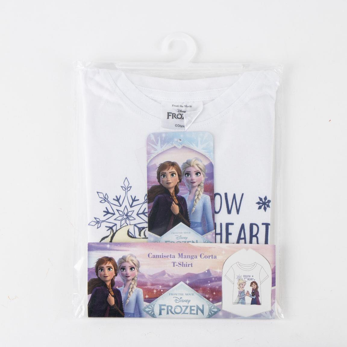 Camiseta manga corta Infantil Frozen Blanca com Estampado Elsa e Anna 6/6
