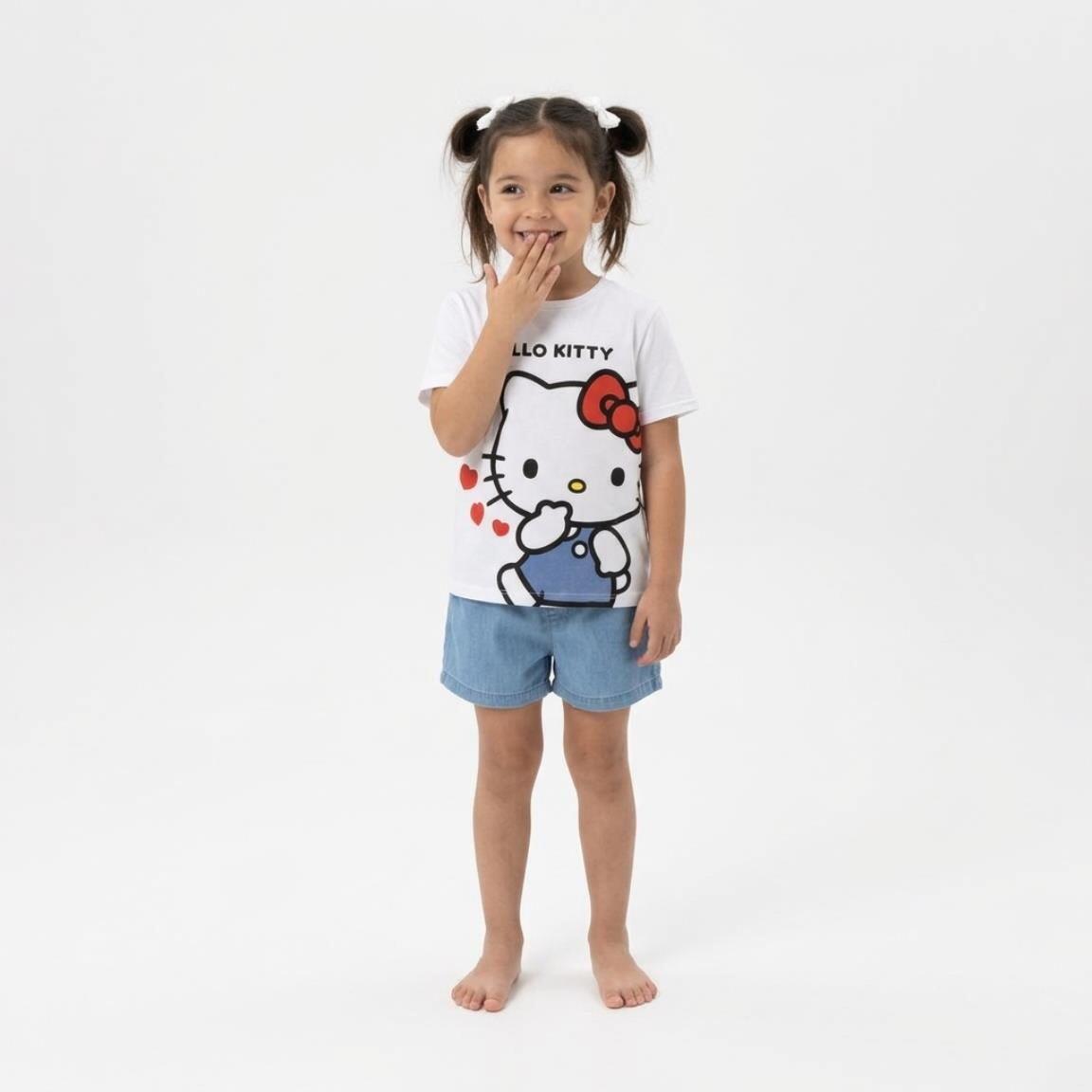Camiseta manga corta Bambini Hello Kitty con Estampado Frontal Blanca 4/6
