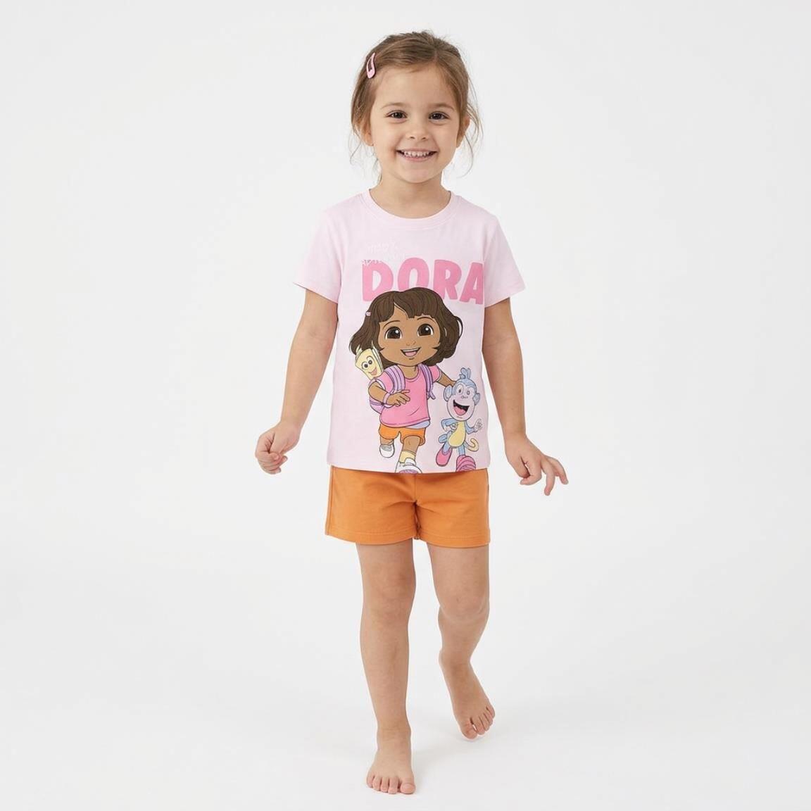 Camiseta manga corta Niños Dora la Exploradora con Estampado Rosa Claro 6/7