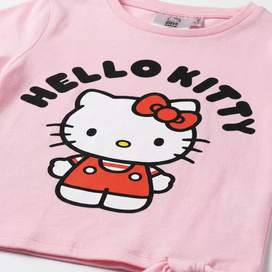 Camiseta Niños Hello Kitty manga corta con nudo lateral Rosa Claro 3/6