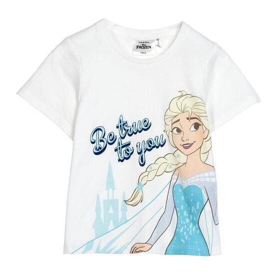 Camiseta Enfant Frozen Blanca avec Estampado de Elsa et Texto Be True