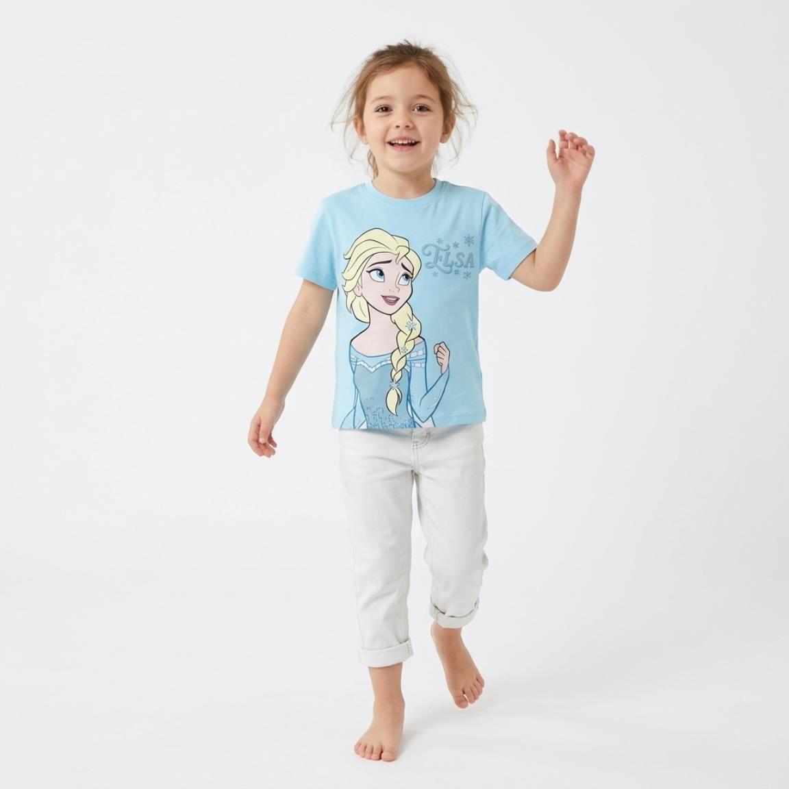 Camiseta manga corta Infantil Frozen Elsa Azul Claro Light Blue 4/6