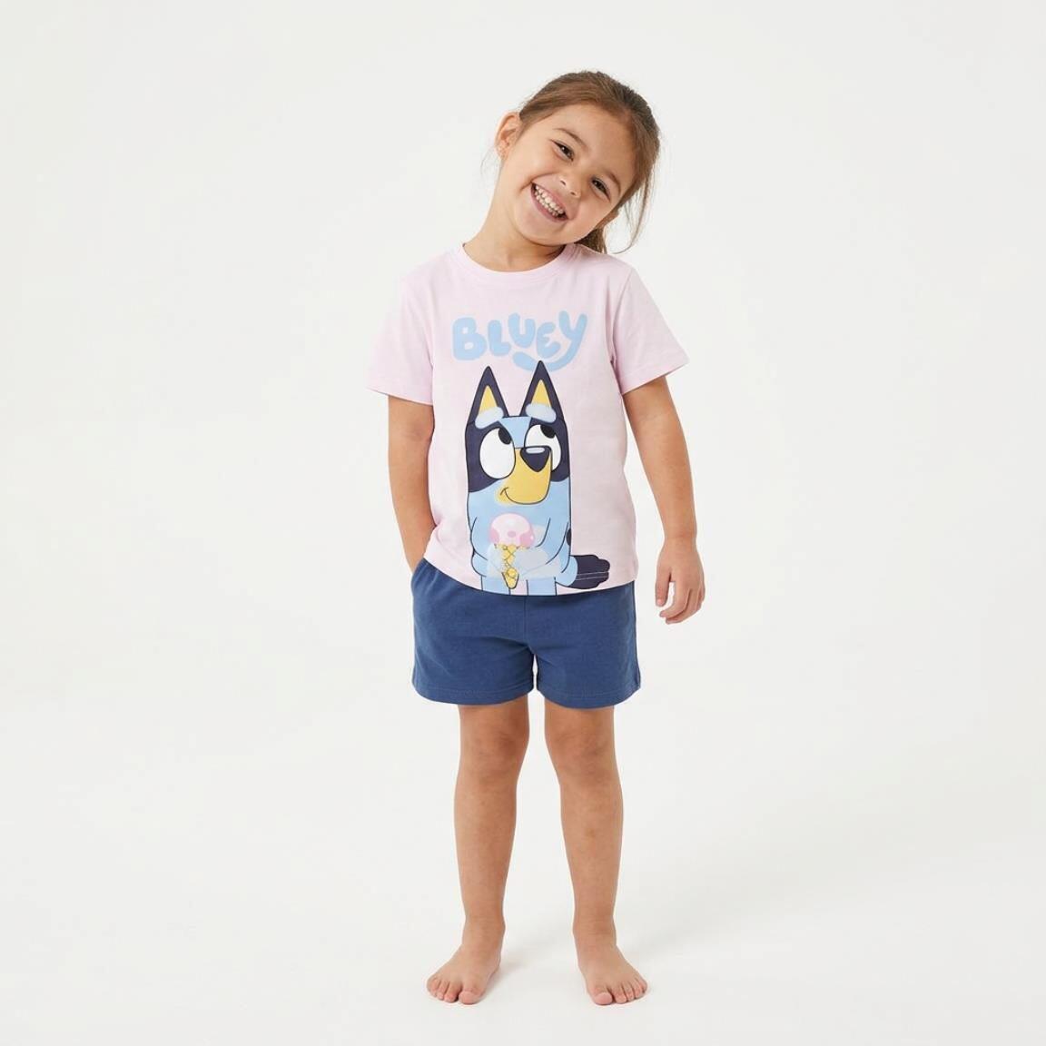 Camiseta manga corta Infantil Bluey com estampado frontal Rosa Claro Light Pink 6/7