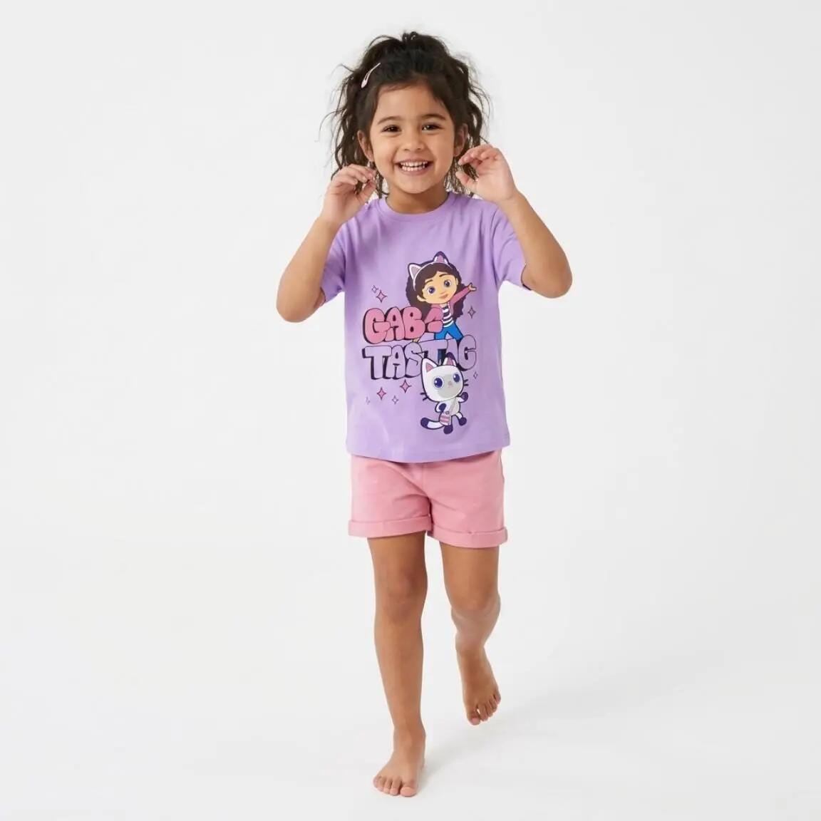 Camiseta Kinder Gabby’s Dollhouse Estampada Manga Corta Color Lila 6/7