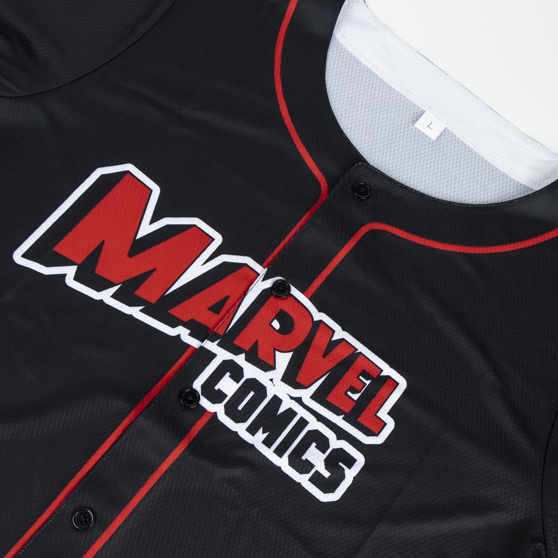 Camiseta Baseball Adultos Marvel Comics Negra mit Botones und Ribetes Rojos 3/6