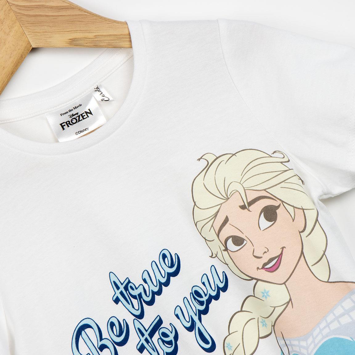 Camiseta Bambini Frozen Blanca con Estampado de Elsa e Texto Be True 3/6