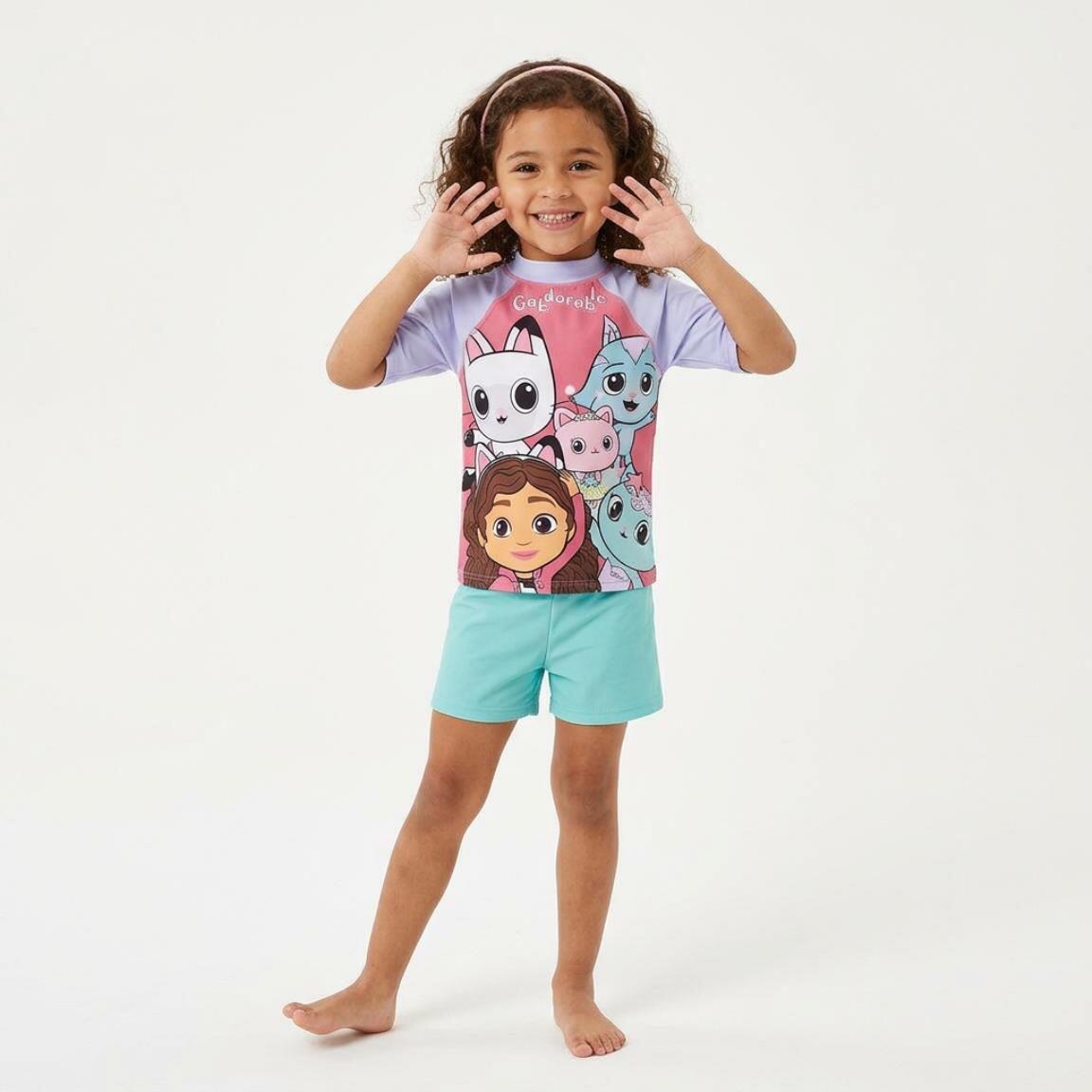 Camiseta de baño Kinder Gabby’s Dollhouse manga corta Multicolor Rosa 3/6
