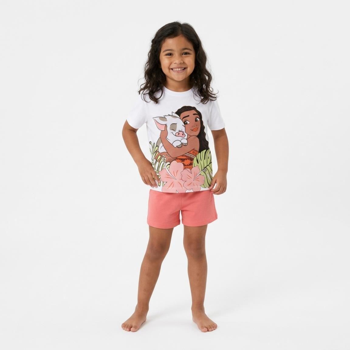 Camiseta manga corta Infantil Moana com estampado Vaiana e Pua Blanca 4/6